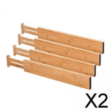 Maxbell 2x4x Bamboo Adjustable Drawer Dividers Expandable Utensil Organizer Separators 43x6x1.5cm