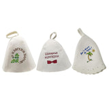 3Pcs Wool Hat for Sauna Banya Bath House Head Protection Embroidered Unisex