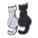 Maxbell 2Pcs Cute Cat Sequins Sewing Applique Reversible Embroidery Clothes Patches