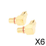 Maxbell 6x2x Right Angle RCA Adaptor Plug Male to Female 90 Degrees Gold Plated