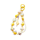 Maxbell Beaded Keychain Charm Beads Women Hanging Ornament Key Chain Engagement Gift Yellow