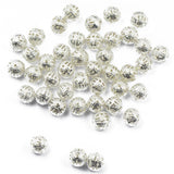 Maxbell Maxbell 100pcs 8 mm Round Metal Spacer Beads Jewelry DIY Loose Charms Silver White