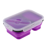 Maxbell 2/3 Comparment Reusable Silicone Bento Lunch Box for Camping Travel Picnic 2 Grid Purple - Aladdin Shoppers
