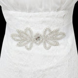 Maxbell Bridal Party Dress Gown SASH Waist Belt White Wrist Corsage Flower Wedding Prom