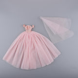 Maxbell Fashion Strapless Wedding Dress Princess Skirt for 1/6 Doll Accs Pink
