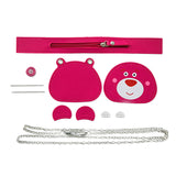 Maxbell 4xDIY PU Leather Bag Making Kit Gift for Girlfriend Cute Bear DIY Shoulder Bag Cute bear Rose Red