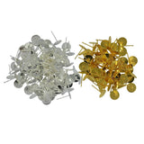 Maxbell 200Pcs Blank Pad Stud Earring Post Ear Stud Gold+Silver White Earbob Metal