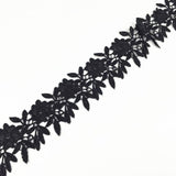 Maxbell Maxbell 3Yard Embroidered Floral Lace Trim Applique Sewing DIY Craft Black 5cm