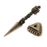 Vintage Bronze Buddhist Phurpa Dorje Phurba Dragon Head Wand Talisma w/ Base - Aladdin Shoppers