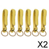Maxbell 2x6Pcs Japanese Fish Hook Keychain Belt Clip Purse Wallet Holder Key Aureate