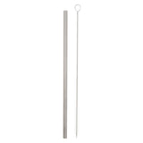 Maxbell 2 Pieces 192mm Long Titanium Drinking Straws with Cleaning Brush Straight