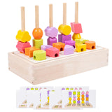 Wooden Beads Sequencing Toy Lacing Beads for Holiday Gifts Preschool 2 3 4 5