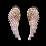 Maxbell Crystal Rhinesotne Large Angel Wing Drop Dangle Earrings Ear Studs Platinum - Aladdin Shoppers