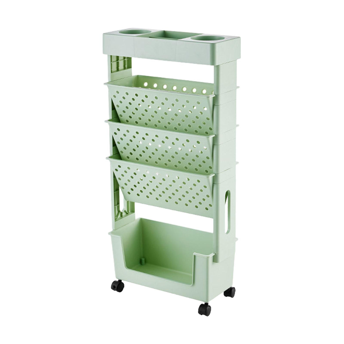 Maxbell Mobile Bookshelf Cart Organizer Study Room Kids Rolling Bookcase with Wheels Green