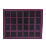 Maxbell 2 Pieces Elegant Velvet Stackable Jewelry Display Tray Case 24 Grids