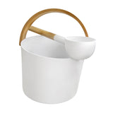 Maxbell Sauna Bucket with Ladle Aluminum Sauna Bucket and Bamboo Handle for Bathroom