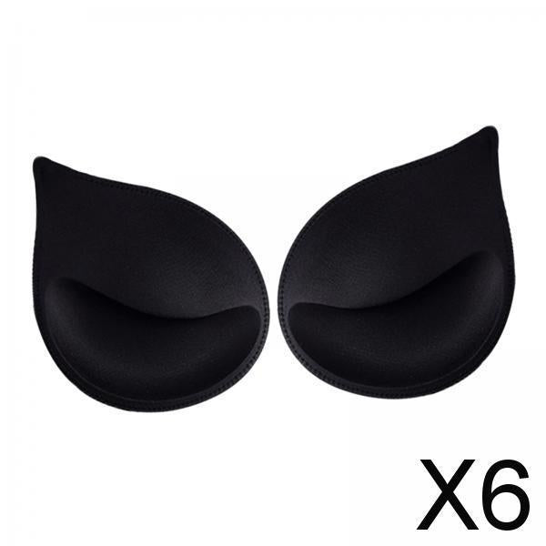 Maxbell 6x1 Pair Bra Insert Pads Enhancer Removable Breathable Sports Bikini  Black