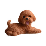 Dog Miniature Figurine Mini Animal Statue for Bedroom Shelf Living Room Brown Lying