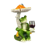 Maxbell Mushroom Frog Figurine Funny Resin Ornament Sculpture for Lawn Garden Office Yellow