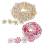 Maxbell 6 Yards 25mm Daisy Flower Embroidery Lace Trim Applique Ribbon Sewing Craft