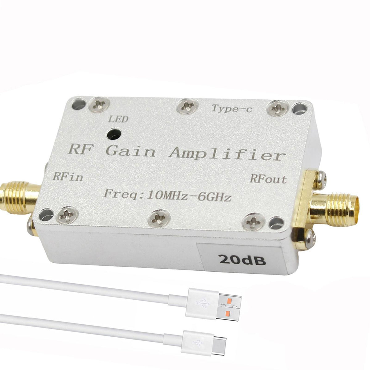 Maxbell 10M-6GHz RF Amplifier Aluminum Alloy Professional Low Noise Amplifier Module 20dB