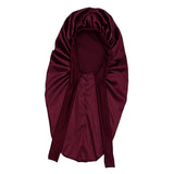 Maxbell Satin Bonnet Elastic Bath Hat Women Hair Bonnet for Makeup Bath Washing Face Dark Red