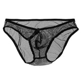 Maxbell Sexy Men Big Mesh Net Underwear See Through Sheer Thong Pouch Briefs M Blk - Aladdin Shoppers