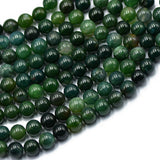 Maxbell 2x8mm Nature Green Moss Agate Gemstone Loose Spacer Beads 15'' Round