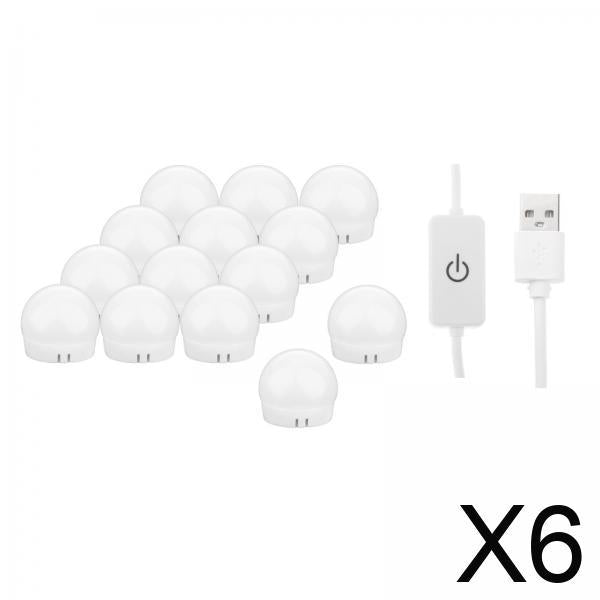 6xHollywood Style LED Vanity Mirror Lights for Makeup  14 Bulbs 3 Colors