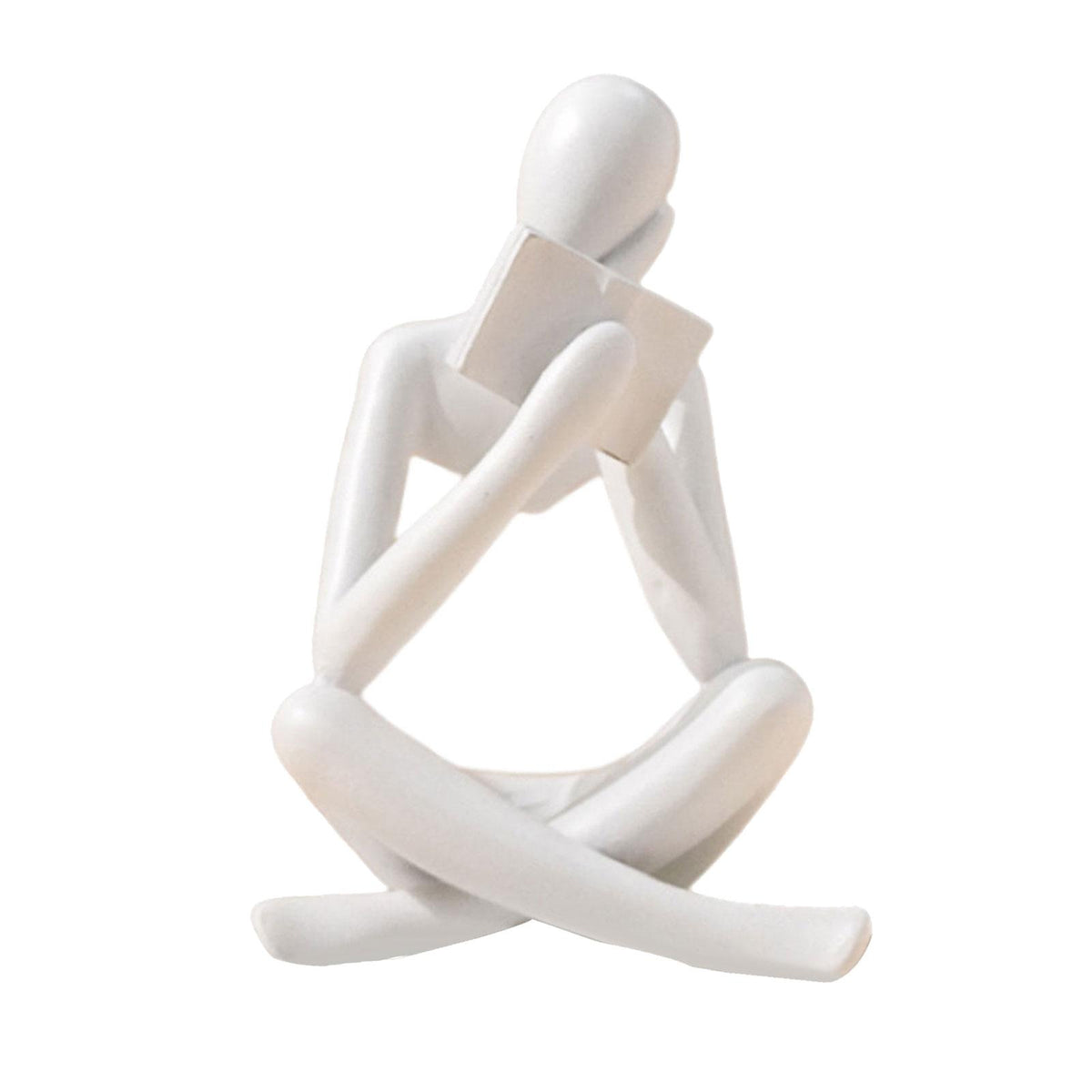 Maxbell Maxbell Figurine Human Figurine Figures Thinker Statue for Desktop Shelf Living Room 8cmx6cmx12cm White
