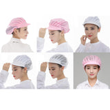 6Pcs Cook Adjustable Kitchen Baker Chef Elastic Cap Hat Catering White+Pink