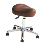 Saddle Stool Ergonomic with Wheels Rolling Chair for Massage Home Barbershop Brown