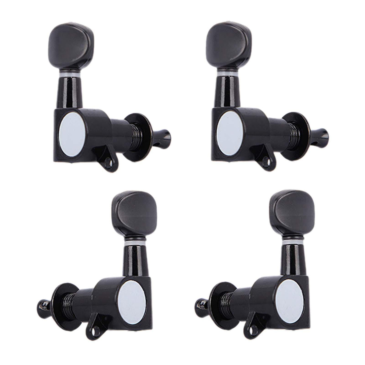 Maxbell 4 Pieces 2L 2R Ukulele Tuning Peg Replace Parts Keys Heads Knobs for Ukulele Black