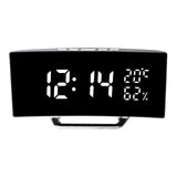 Maxbell LED Digital Alarm Clock Curved Screen Table Clock for Bedroom Classroom Dorm White
