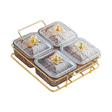 Maxbell Divided Serving Dishes Nut and Candy Serving Tray for Candy Appetizer Snacks 4 Grid Gray