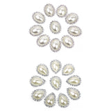 Maxbell 20x Oval/Teardrop Crystal Wedding Topper Stick On Pearl Button Flatback 20x25mm
