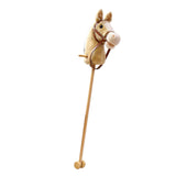 Maxbell Stick Horse Pretend Play Fun Handcrafted Hobby Horse for Children Boys Girls yellow  with wheels