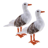 Maxbell 2Pc Simulated Seagull Artificial Bird Vivid Garden Home Decor Props Ornament