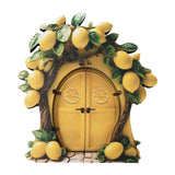 Maxbell Miniature Fairy Garden Door Wooden Garden Statue for Outdoor Lawn Decoration Yellow Lemon