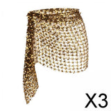 Maxbell 3xBelly Dance Hip Scarf for Women Waist Scarves Hipscarf Festival Clothing black gold