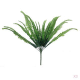 Maxbell 3 Bunch Artificial Green Boston Fern Plastic Grass Leaves Plant for Home Wedding Arrangement Decoration Size L
