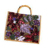 Maxbell Women Top Handle Bag Sequins Summer Beach Bag for Holiday Shopping Commuting Purple