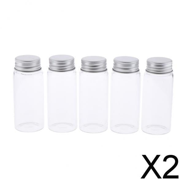 Maxbell 2x5Pcs Refillable Glass Makeup Bottles Cosmetic Pills Storage Containers 70ml