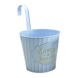 Maxbell Metal Hanging Flower Pot Garden Decoration Outdoor Railing Fence Hanging Pot Large Blue