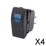 Maxbell 4x4 Pin Waterproof 12V 20A Bar Rocker Toggle Switch LED Light Car Boat Blue