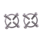 Maxbell 2 Pairs Fake Nipplering Non-piercing Steel Adjustable Screw Flower Ring