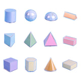 Geometric Shapes Blocks Set 3D Geometric Solids for School Supplies Children