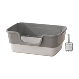 Maxbell Cat Litter Box Anti Splashing Cat Bedpan Sturdy Pet Supplies Cats Litter Pan L Gray