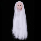 Maxbell Maxbell Doll Head with Long Hair, DIY Accessories For 12inch Dolls, For 1/6 BJD Girl Dolls Body DIY Parts (White Hair)