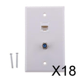 Maxbell 18xCoaxial F Connector Ethernet Network  Jack Wall Plate Socket